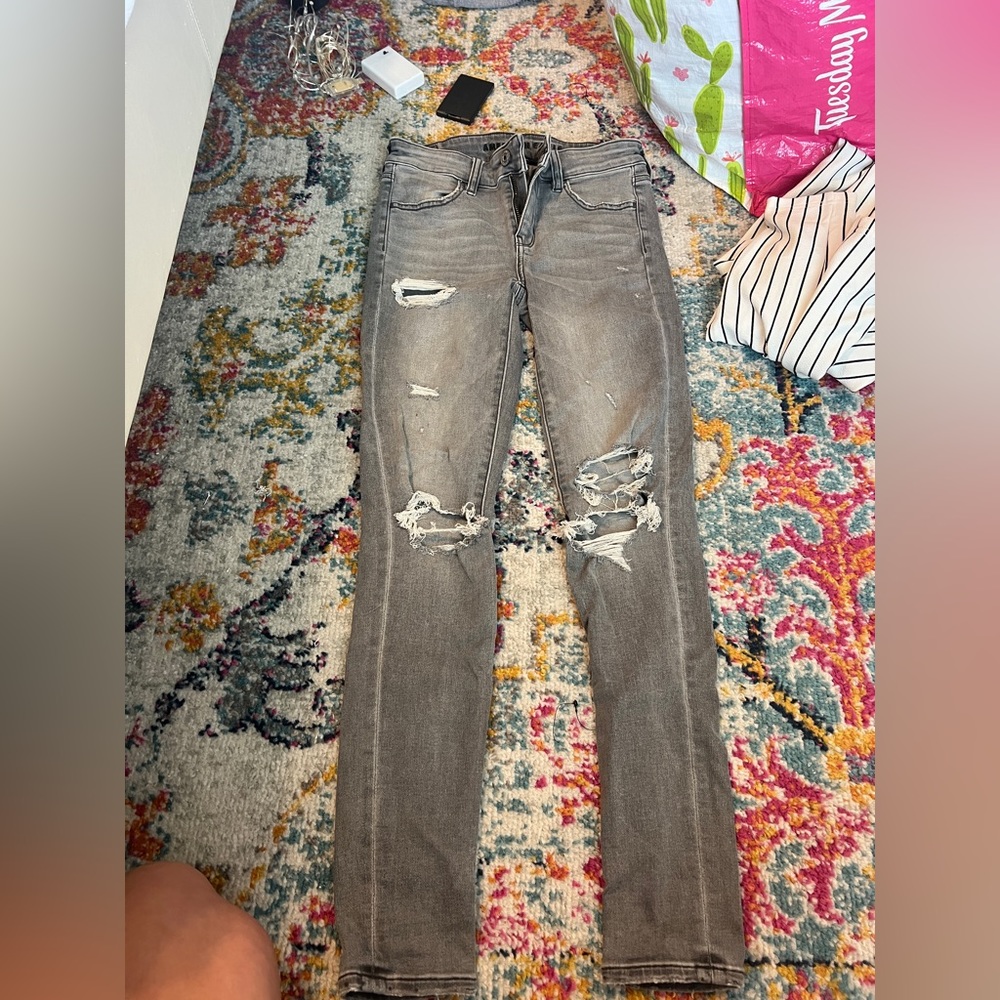 american eagle grey jeans size 2